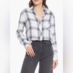 Rails | Hunter White Steel Long Sleeve Button Up Plaid size Medium